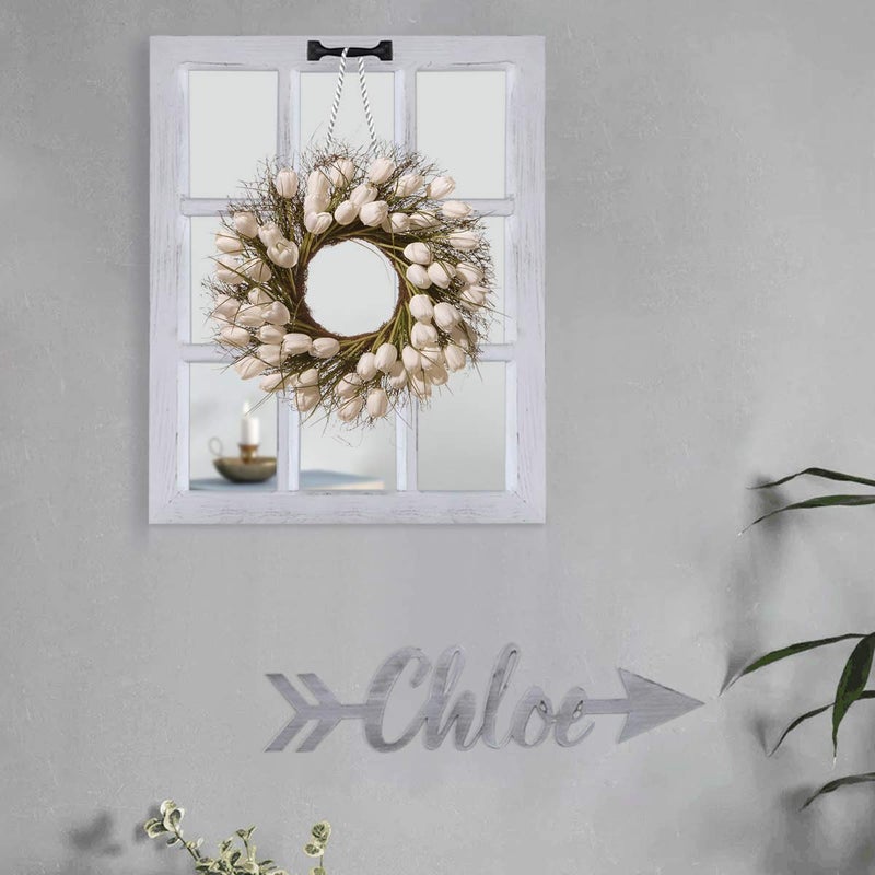 LOSOUR Decorative Wall Mirror-Distressed Wood Windowpane Mirror- Farmhouse Mirrors for Wall with Hanging Hardware for Bedroom Living Room Bathroom Kitchen (ï¼‘, 18Wx23L) - Image 2